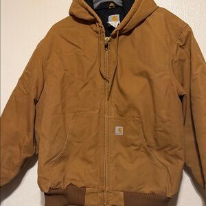 Carhartt Brown Hooded Duck Canvas Bomber Jacket